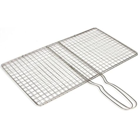 Panier de barbecue à verrouillage sécurisé avec poignée, filet en acier inoxydable pour la cuisson viande, poisson et légumes sur les barbecues d'extérieur (grille 24 x 35 cm) - Grid 2435cm (1/5)