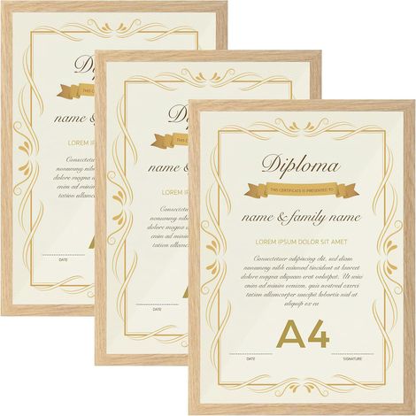 3 Cadres Photos A4 pour Les Photos, Les Diplômes, Les Images, Cadre A4 Naturel (1/5)
