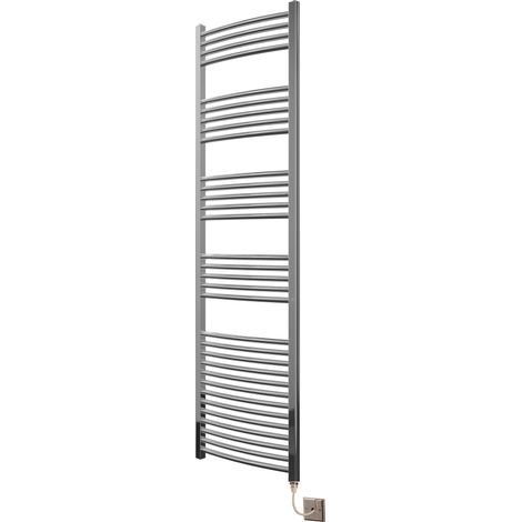 Greened House 500mm wide x 1800mm high Chrome Curved Electric Heated Towel Rail Designer Towel radiator
