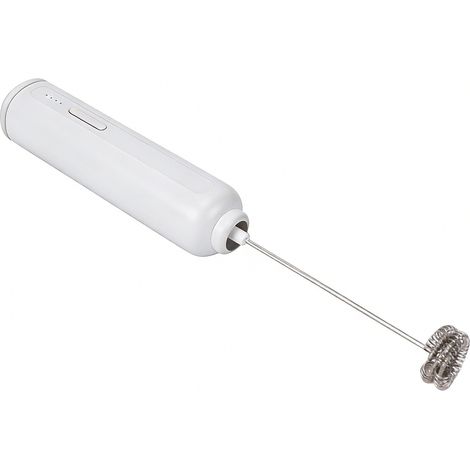 Mousseur à lait rechargeable, fouet électrique portable à 3 vitesses avec fouets en acier inoxydable, mousseur portable pour cappuccino, latte, matcha et chocolat chaud (blanc). (1/5)