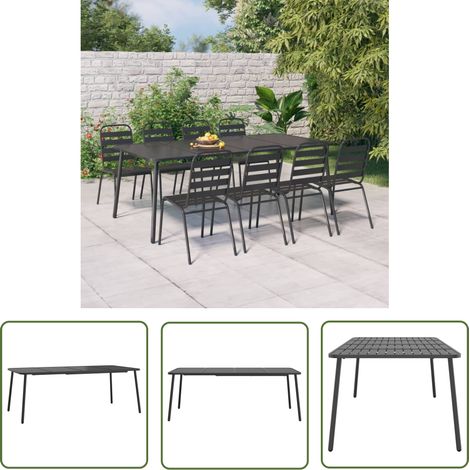 The Living Store Gartentisch Anthrazit 200x100x71 cm Stahl - Gartentisch - Esstisch - Outdoor Möbel - Terrassenmöbel - Balkonmöbel (1/5)