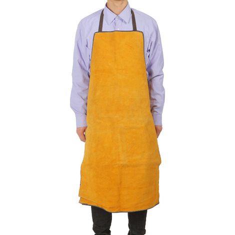 Tablier de soudeur, tablier de soudeur en cuir Veste de soudeur résistante à la flamme avec cuir de vachette taille ajustable Travail du bois Forgeron Jardinier (1/5)