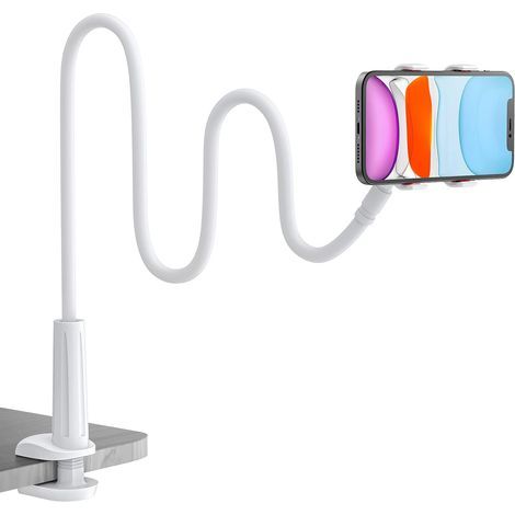 Support de téléphone flexible à bras articulé pour lit, support de téléphone portable à pince réglable à 360° pour iPhone 16, 15, 14, 13, 12, 11 Pro Max Plus, Mini, Xs, XR et Samsung. (1/5)