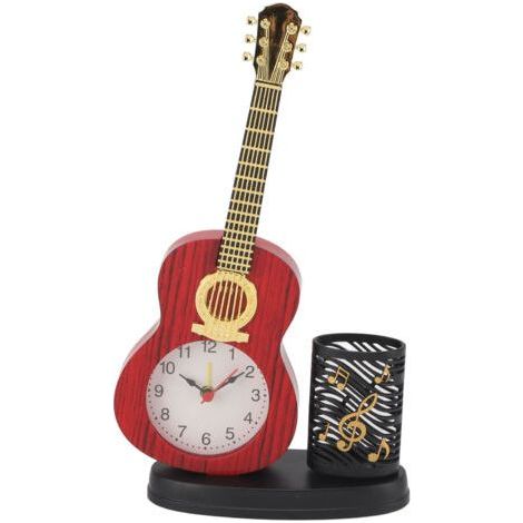 Sturdy Decorative Multifunctional Guitar Alarm Clock with Pen Holder, Pencil Sharpener for Home and Office (1/5)