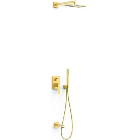 Kit mitigeur encastré 3 voies Rapid‑box pour douche Slim Or Mat 24K - TRES 20237303OM