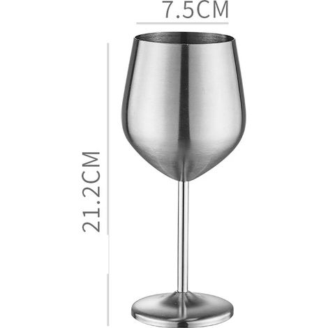 (500 ml brossé) Verre à pied en acier inoxydable 304, verre à vin, convient aux bars, restaurants et à un usage domestique.