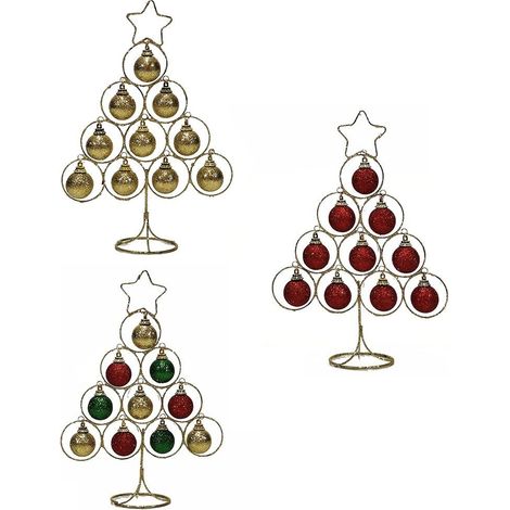Albero di natale con palline rosse oro multicolor decorazioni addobbi natalizi per casa negozio ufficio idea regalo h31 cm - colorigenerali: MULTICOLOR (1/5)