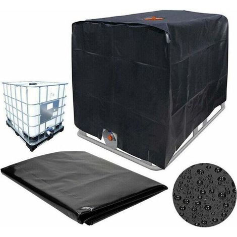 IBC-Tankabdeckung für 1000-Liter-Container, 120 x 100 x 116 cm, UV- und regenbeständige Wassertankabdeckung (Schwarz)