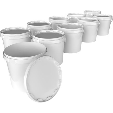 Seau avec couvercle 20 L alimentaire blanc PP 10 pièces