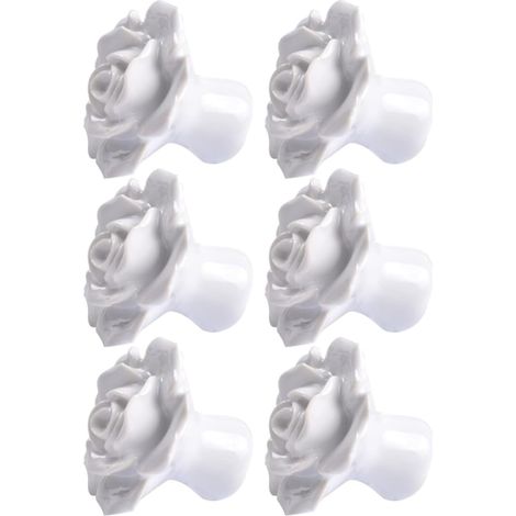 Bouton de meuble en céramique forme rose, blanc, lot 6 (1/5)