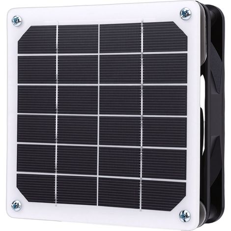 Ventilateur d'extraction solaire monocristallin 2 en 1, conception intégrée, 3 W, pour abri de jardin, poulailler, serre, niche pour animaux, blanc (1/5)