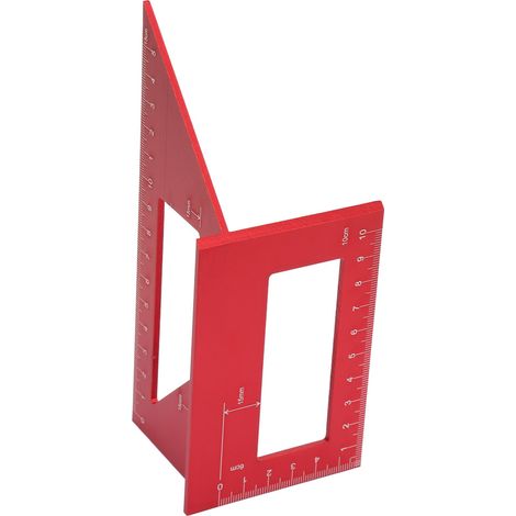 Règle d'angle multifonctionnelle en alliage d'aluminium 45/90 degrés, outil de traçage pour le travail du bois (rouge) (1/5)