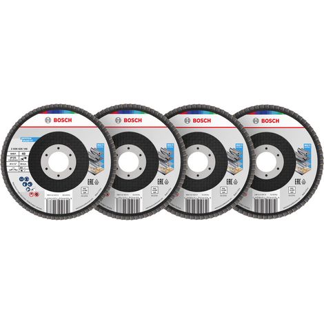 Bosch X451 Flap Disc Set 125 x 22.23mm G40 60 80 120 T27 15pcs 2608626166
