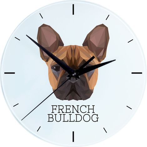 Bulldog francés: reloj de pared geométrico con foto e inscripción de Art-Dog (1/4)