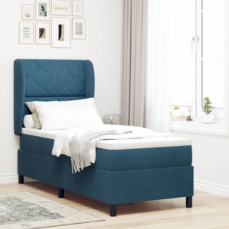 Boxspringbett mit Matratze Dunkelblau 200 x 80 cm Samt (1/5)