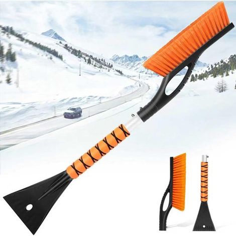 Spazzola da neve e raschietto per ghiaccio, raschietto per ghiaccio con spazzola/spazzola da neve 2 in 1, raschietto per ghiaccio 68,5 cm, attrezzo invernale, arancione. Per una guida sicura. Facile d (1/5)