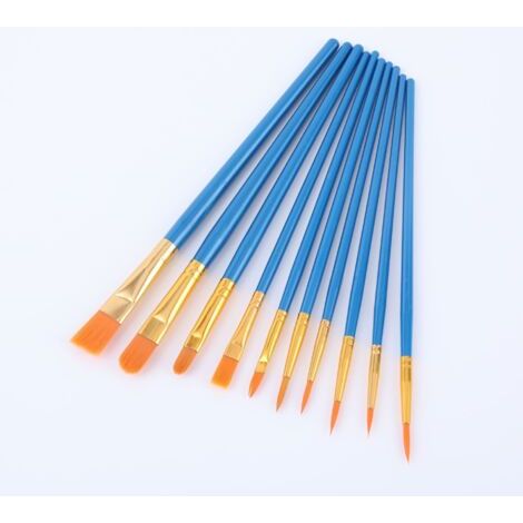 PA Basics 1 Satz Pinsel, 10 verschiedene Größen, für Künstler, Erwachsene und Kinder, Blau (1/3)