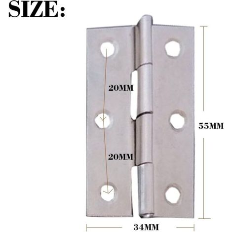 10 pcs en acier inoxydable meubles de maison matériel Charnière de porte Long 55 mm x 34 mm (1/3)