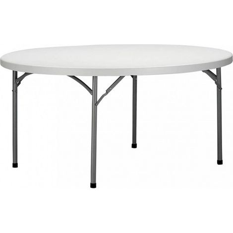 TAVOLO CATERING 180CM H74 FISSO STRUTTURA METALLO PIEGHEVOLE E PIANO ABS BIANCO
