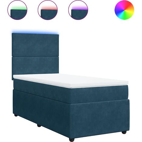 Maison Exclusive - Cama box spring con colchón terciopelo azul 90 (1/5)