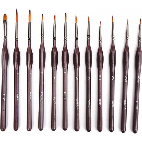 12 Pcs Pinceaux Fins Pinceaux Peinture Professionnels Pinceaux Miniatures pour Acrylique Huile (1/5)