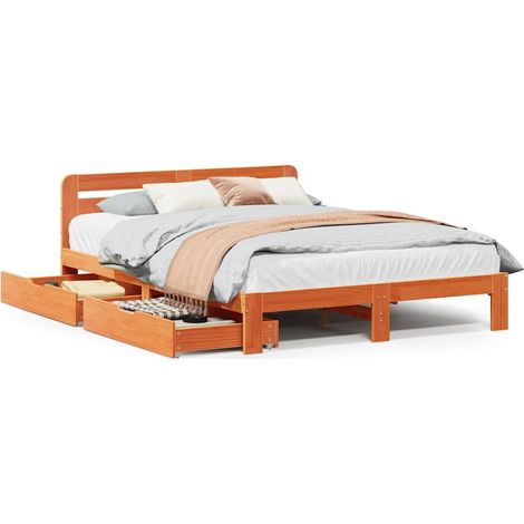 Maison Exclusive - Giroletto senza Materasso Marrone Cera 160x200 cm Legno di Pino
