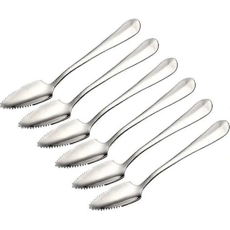 Cuillères à pamplemousse en acier inoxydable, lot de 6 avec picots (1/3)
