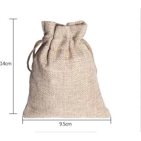 20 Pcs Sachets en Jute, Pochettes Sachets en Lin, Sac Cadeau réutilisable, Sac Toile de Jute Pochette Tissu Cordon Pochettes Sachets Chanvre avec Cordon Rectangle pour Bijoux Cadeau Mariage （14x9.5cm