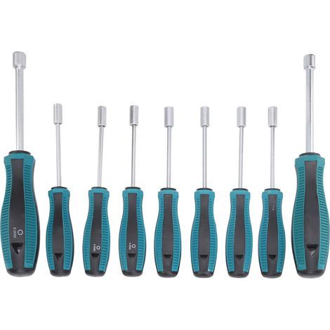 9-teiliges Sechskant-Steckschlüssel-Set, 45 Stahl-Steckschlüssel, rutschfest, 9 Größen, Griff (1/4)