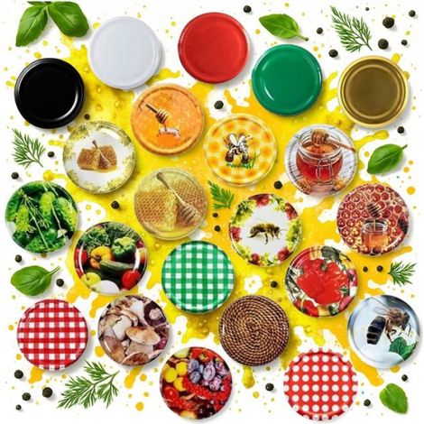 Couvercle Pour Pot De Confiture - Diamètre 82 mm - Compatible Jars À Confiture Et Miel - Lot De 10 Pièces (1/5)