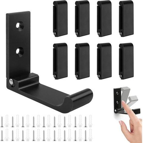 Klappbare Wandhaken – Klappbare Aluminiumhaken – Schwarze Wandgarderobe – 15 kg – 9er-Set – Geeignet für Küche und Bad – Für den Innen- und Außenbereich