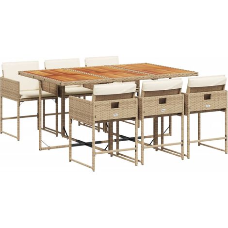 Maison Exclusive - Set comedor de jardín 7 pzas con cojines ratán (1/5)