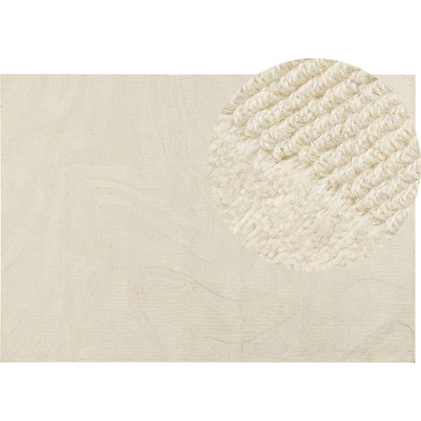 Alfombra de lana beige 160 x 230 cm con patrón abstracto para salón dormitorio diseño moderno Sasnak