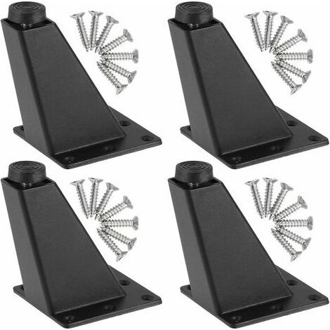 Lot De 4 Pieds De Meubles Réglables, Pieds Triangulaires Réglables De Meubles De Cuisine De Jambes De Meubles D'alliage D'aluminium, Pieds De Table De Bureau De Bar De Petit-Déjeuner, Noir (1/5)