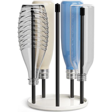 Support de Bouteilles pour SodaStream - Égouttoir Premium en céramique avec bac d‘égouttage 5 Crystal  Emil Blanc'Blanc'Blanc'-