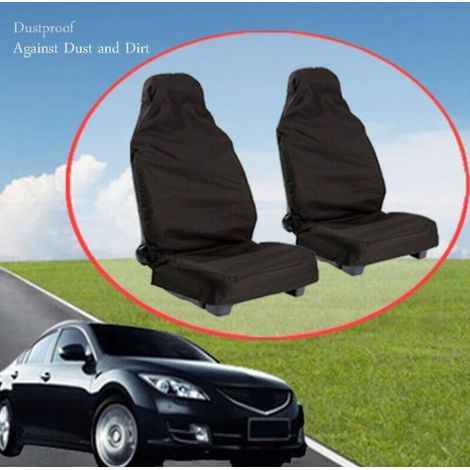 Housses de siège auto universelles en nylon noir imperméable - Lot de 2 (1/3)