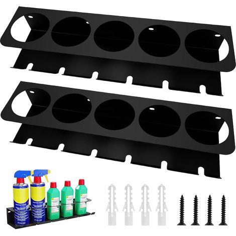 Juego de 2 estantes para botellas de spray, de pared, para latas de aerosol y organizador de herramientas eléctricas, estante de taller (1/5)
