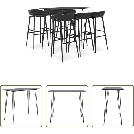 Barhocker - 7-tlg. Bar-Set Schwarz (1/5)