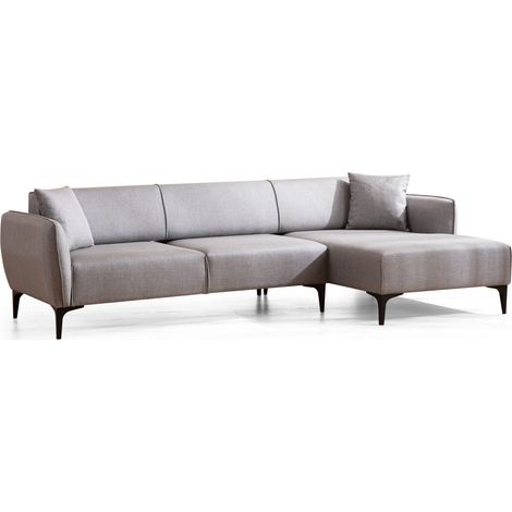 Canapé d'angle droit tissu gris clair Bellano 270cm (1/5)