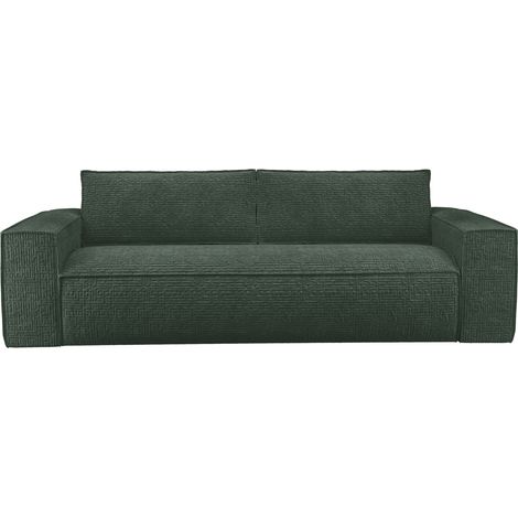 Canapé convertible express matelas Dunlopillo 140cm 3 places en velours vert émeraude (1/5)