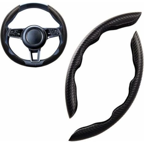 Sport Couvre Volant Voiture Forme Ronde & D Universel Suède/Fibre de Carbone Mode Housse Volant Voiture Segmentées Respirant Antidérapant 38cm(15\