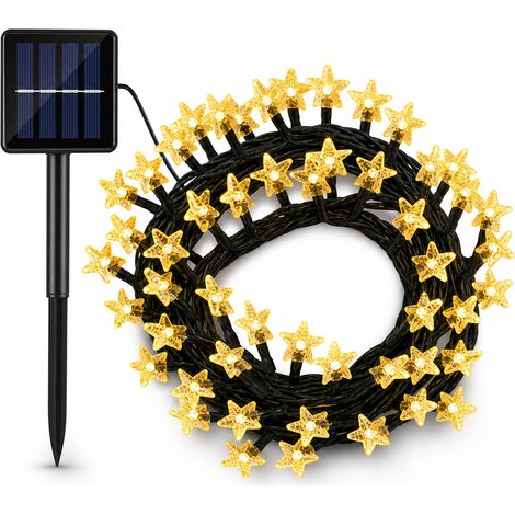 Guirlande Solaire LED Étoiles Bulles, Blanc Chaud, 32 m 300 LED, Extérieur Étanche, Recharge USB, Télécommande, 1200 mAh, GERANMOERS (1/5)