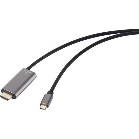 Câble adaptateur USB-C® / HDMI USB-C® mâle, Fiche mâle HDMI-A, USB-C® femelle 1.50 m noir RF-6409790 4K UHD, avec port de charge Câbl A716033 (1/4)