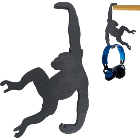 Porte-bananes JeiibrZui Monkey - Organisateur de cuisine - Conception robuste en métal - Étagère suspendue gain de place pour fruits et bijoux - Noir (1/5)