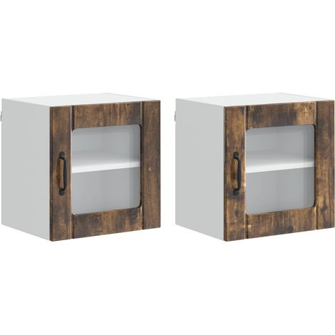 Maison Exclusive - Armario de vidrio para pared LUCCA 2 pcs Roble