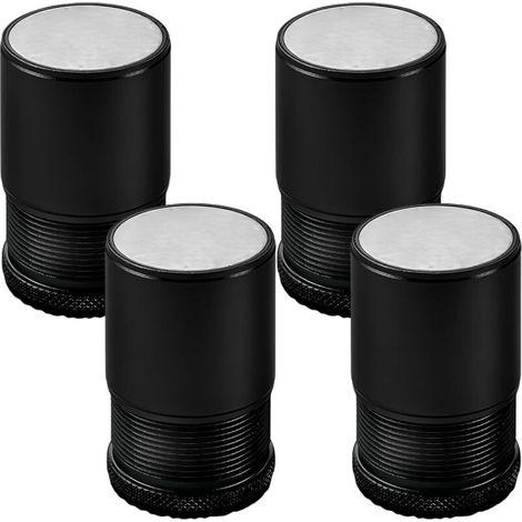 [NIEMALS VERWENDET] Set mit 4 verstellbaren Möbelfüßen aus Metall, Bettbeinerhöhungen, Schwarz, Höhe 4,7 cm–8 cm, Durchmesser 40 mm