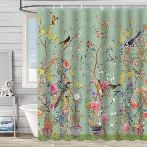 Duschvorhang Wasserdicht Badvorhang Badezimmervorhang Bedruckter Duschvorhang Polyester 150 x 180 cm Grün (1/5)