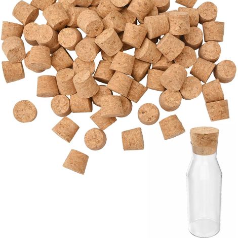 100 bouchons coniques en liège naturel souple, bouchon de bouteille de vin effilé, obturateurs en bois tendre pour bouteilles en verre, flacons et bocaux, lot de 100 pièces (1/5)