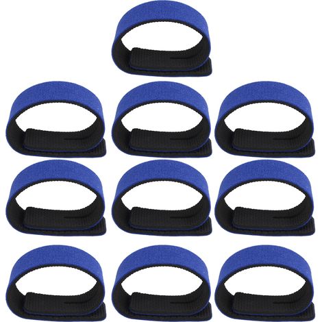 10 elastische Angelrutenbänder, Aufbewahrungsbänder für Angelzubehör, Kabelbinder für Baitcast- und Spinnrollen, blau (1/5)