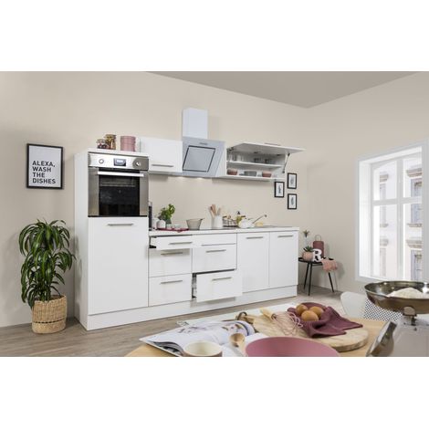Cuisine Kitchenette Bloc cuisine blanc Amanda 270 cm Respekta Premium